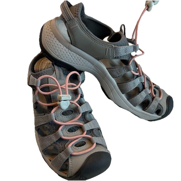 Keen Women's Whisper Sandals Sz 8.5 Outdoor Gray Pink Hiking Waterproof - Picture 1 of 10